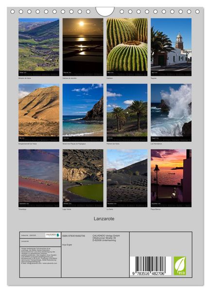 Produktbild: Lanzarote (Wandkalender 2026 DIN A4 hoch), CALVENDO Monatskalender
