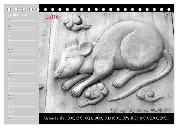 Produktbild: Das Chinesische Horoskop / Geburtstagskalender (Tischkalender 2026 DIN A5 quer), CALVENDO Monatskalender