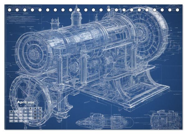 Produktbild: Steampunk - Blaupausen (Tischkalender 2026 DIN A5 quer), CALVENDO Monatskalender