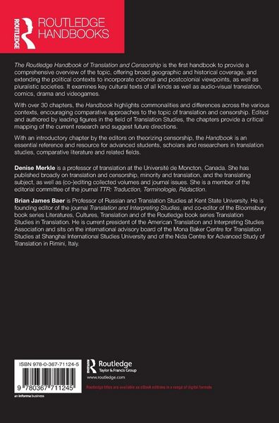 Produktbild: The Routledge Handbook of Translation and Censorship