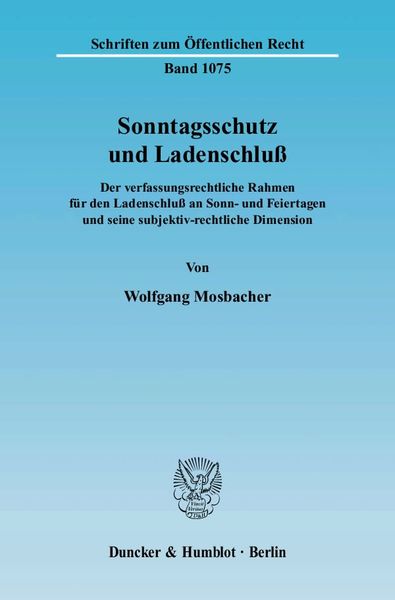 Produktbild: Sonntagsschutz und Ladenschlu&szlig;.