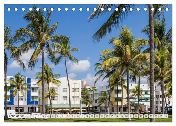 Produktbild: Miami Beach und Art Deco District (Tischkalender 2026 DIN A5 quer), CALVENDO Monatskalender