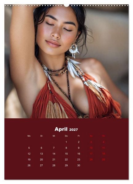 Produktbild: Indianische Sch&ouml;nheiten Kalender: Sinnliche Glamour Frauen in KI Kunst (hochwertiger Premium Wandkalender 2027 DIN A2 hoch), Kunstdruck in Hochglanz