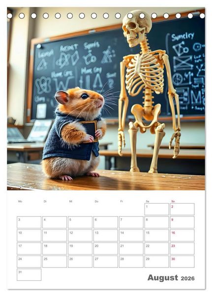 Produktbild: School Hamster - Eifrige KI Hamster pr&auml;sentieren ihre Hamsterschule (Tischkalender 2026 DIN A5 hoch), CALVENDO Monatskalender