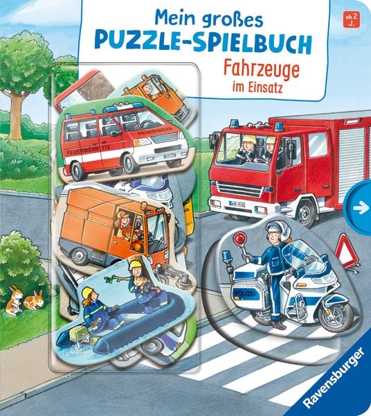 Mein großes Puzzle-Spielbuch - Fahrzeuge im Einsatz, Gebundene Ausgabe von Ralf Butschkow, Ravensburger Verlag GmbH, 978-3-473-43873-0
