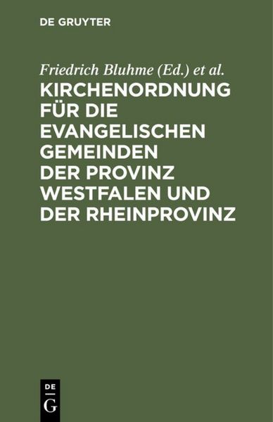 Produktbild: Kirchenordnung f&uuml;r die evangelischen Gemeinden der Provinz Westfalen und der Rheinprovinz