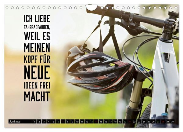 Produktbild: Faszination Fahrrad - coole Spr&uuml;che (Wandkalender 2026 DIN A4 quer), CALVENDO Monatskalender