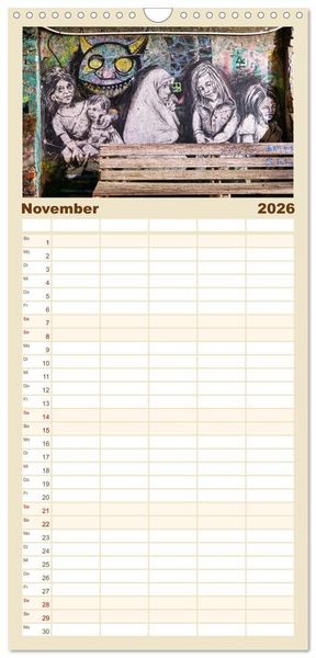 Produktbild: Familienplaner 2026 - Graffiti: Die Kunst der Stra&szlig;e mit 5 Spalten (Wandkalender, 21 x 45 cm) CALVENDO