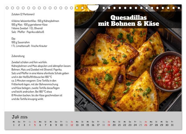 Produktbild: Rezepte f&uuml;r die Hei&szlig;luftfritteuse - vegetarisch, schnell und einfach (Wandkalender 2026 DIN A4 quer), CALVENDO Monatskalender