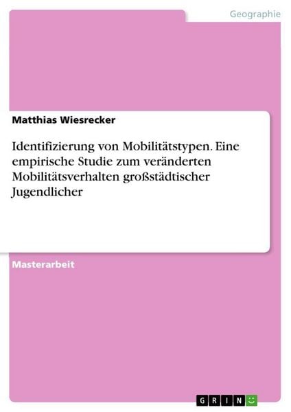 Identifizierung von Mobilitätstypen. Eine empirische Studie zum veränderten Mobilitätsverhalten großstädtischer Jugendlicher, Taschenbuch von Matthias