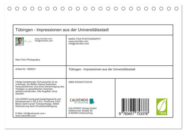 Produktbild: T&uuml;bingen - Impressionen aus der Universit&auml;tsstadt (Tischkalender 2026 DIN A5 quer), CALVENDO Monatskalender