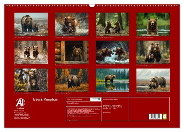 Produktbild: Bears Kingdom (Wall Calendar 2026 DIN A2 landscape), CALVENDO 12 Month Wall Calendar