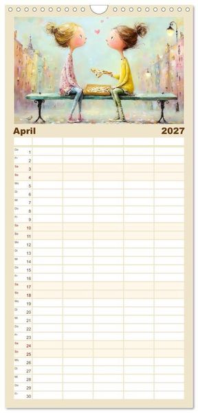 Produktbild: Familienplaner 2027 - Herzensmomente. Beste Freundinnen in Liebe verbunden mit 5 Spalten (Wandkalender, 21 x 45 cm) CALVENDO