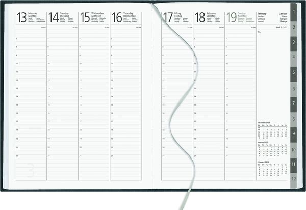 'Wochenbuch anthrazit 2025 - Bürokalender 21x26,5 cm - 1 Woche auf 2 Seiten - mit 