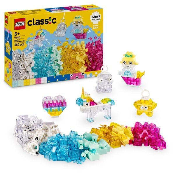 LEGO Classic Zauberbox mit durchsichtigen Steinen, Bunte Bausteine 11040