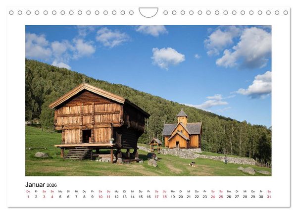 Produktbild: Stabkirchen Norwegens - Mittelalterliche Mystik in Holz (Wandkalender 2026 DIN A4 quer), CALVENDO Monatskalender