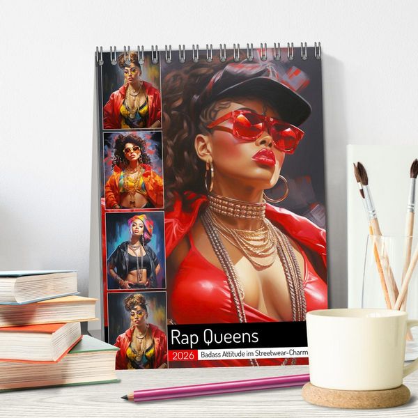 Produktbild: Rap Queens. Badass Attitude im Streetwear-Charme (Tischkalender 2026 DIN A5 hoch), CALVENDO Monatskalender