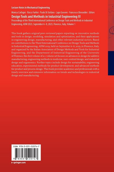 Produktbild: Design Tools and Methods in Industrial Engineering III