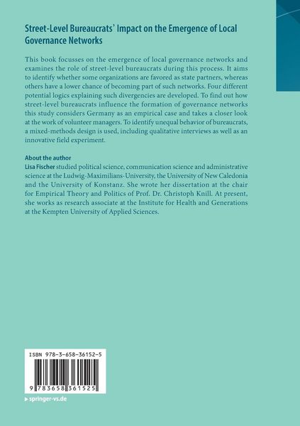 Produktbild: Street-Level Bureaucrats' Impact on the Emergence of Local Governance Networks