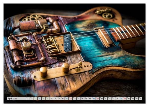 Produktbild: Saitenzauber &ndash; Gitarren im Bilderklang (Wandkalender 2026 DIN A4 quer), CALVENDO Monatskalender