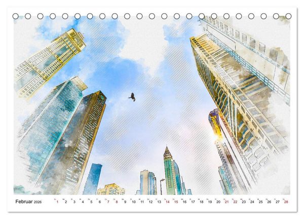 Produktbild: Dubai - Impressionen in Aquarell (Tischkalender 2026 DIN A5 quer), CALVENDO Monatskalender