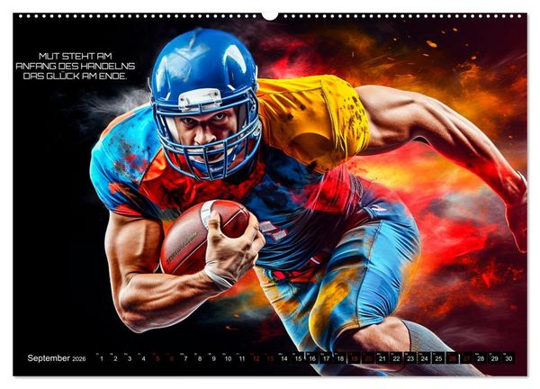 Produktbild: American Football und Motivation (hochwertiger Premium Wandkalender 2026 DIN A2 quer), Kunstdruck in Hochglanz