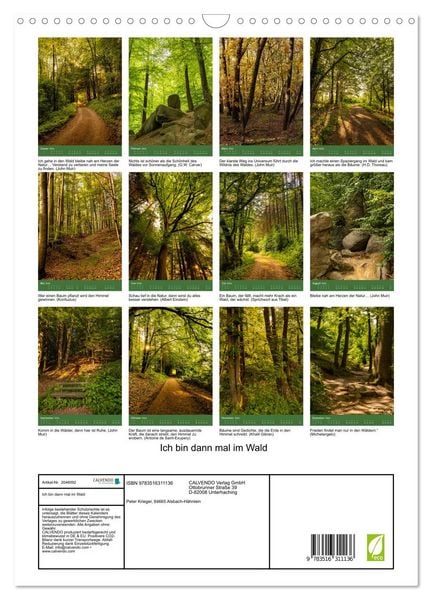 Produktbild: Ich bin dann mal im Wald (Wandkalender 2026 DIN A3 hoch), CALVENDO Monatskalender