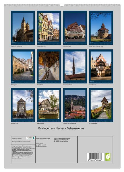 Produktbild: Esslingen am Neckar - Sehenswertes (hochwertiger Premium Wandkalender 2026 DIN A2 hoch), Kunstdruck in Hochglanz