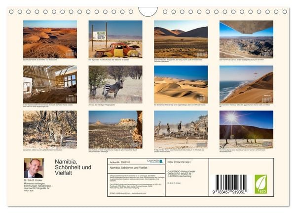Produktbild: Namibia, Sch&ouml;nheit und Vielfalt (Wandkalender 2026 DIN A4 quer), CALVENDO Monatskalender