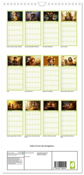 Produktbild: Familienplaner 2026 - Hallo! Ich bin die Honigbiene mit 5 Spalten (Wandkalender, 21 x 45 cm) CALVENDO
