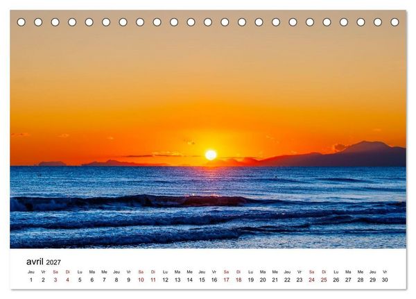 Produktbild: Couchers de soleil magiques &ndash; Jeux de lumi&egrave;re entre ciel et terre (Calendrier de bureau 2027 DIN A5 vertical), CALVENDO calendrier mensuel