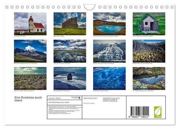Produktbild: Eine Rundreise durch Island (Wandkalender 2026 DIN A4 quer), CALVENDO Monatskalender