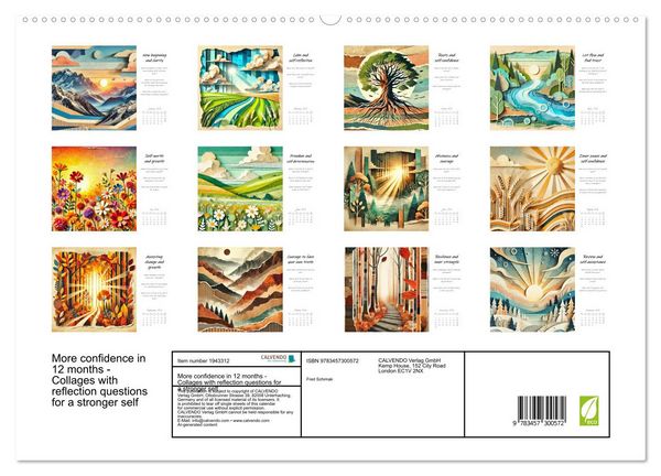 Produktbild: More confidence in 12 months - Collages with reflection questions for a stronger self (High Quality Premium Wall Calendar 2026 DIN A2 landscape),CALVENDO 12 Month Wall Calendar