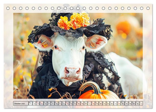 Produktbild: Haute Kuh-ture f&uuml;r das Rind von Welt! Modische K&uuml;he voll im Trend (Tischkalender 2026 DIN A5 quer), CALVENDO Monatskalender