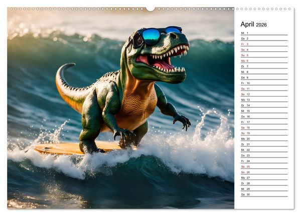 Produktbild: Sportlicher T-Rex - Mit Fun durch das Jahr (hochwertiger Premium Wandkalender 2026 DIN A2 quer), Kunstdruck in Hochglanz