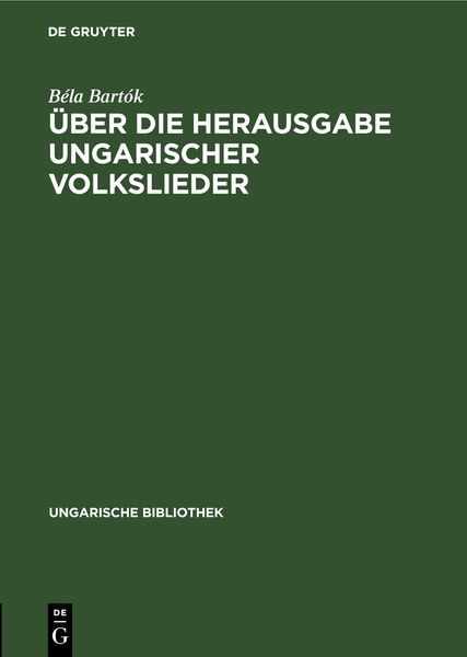 Produktbild: &Uuml;ber die Herausgabe ungarischer Volkslieder
