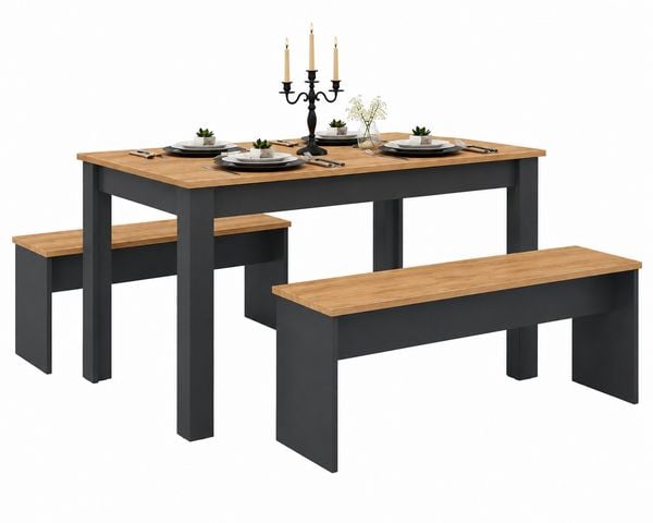 Produktbild: Holz Essgruppe Tischgruppe Tisch B&auml;nke Esal XL