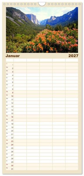 Produktbild: Familienplaner 2027 - Naturwunder und Nationalparks der amerikanischen Westk&uuml;ste mit 5 Spalten (Wandkalender, 21 x 45 cm) CALVENDO