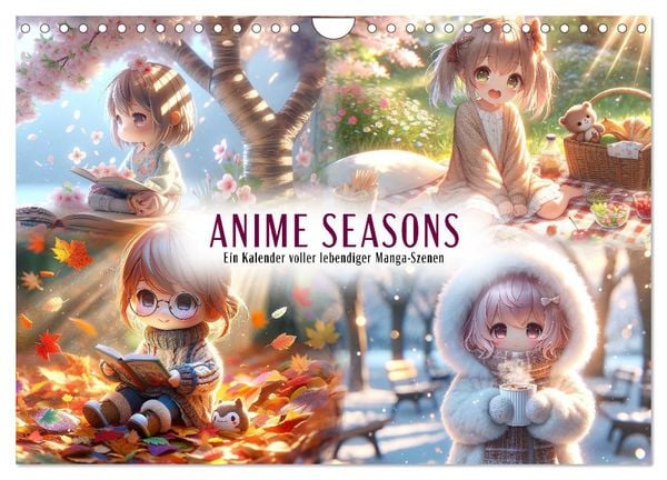 Anime Seasons: Ein Kalender voller lebendiger Manga-Szenen (Wandkalender 2025 DIN A4 quer), CALVENDO Monatskalender