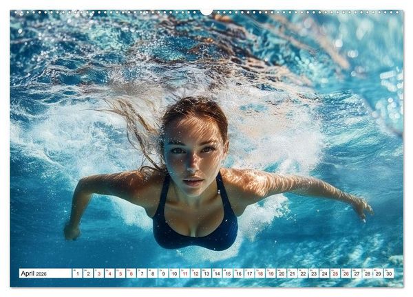 Produktbild: Aqua Desire &ndash; KI-Sch&ouml;nheiten unter Wasser (hochwertiger Premium Wandkalender 2026 DIN A2 quer), Kunstdruck in Hochglanz