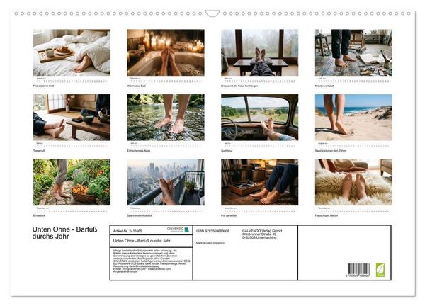 Produktbild: Unten Ohne - Barfu&szlig; durchs Jahr (Wandkalender 2027 DIN A2 quer), CALVENDO Monatskalender