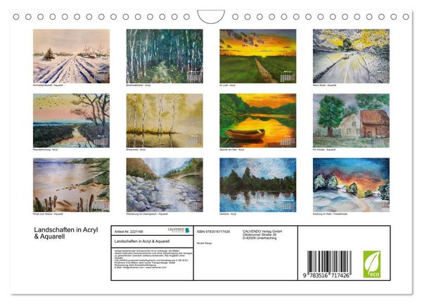 Produktbild: Landschaften in Acryl & Aquarell (Wandkalender 2026 DIN A4 quer), CALVENDO Monatskalender