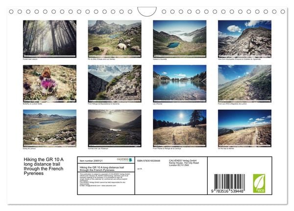 Produktbild: Hiking the GR 10 A long distance trail through the French Pyrenees (Wall Calendar 2026 DIN A4 landscape), CALVENDO 12 Month Wall Calendar
