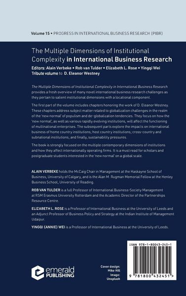 Produktbild: The Multiple Dimensions of Institutional Complexity in International Business Research