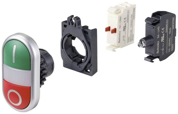 Produktbild: TRU COMPONENTS TC-10344000 S2TR-P1W Doppeldrucktaster Gr&uuml;n, Rot 1St.