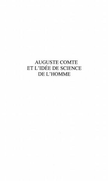 Produktbild: Auguste comte et l'idee des sciences de
