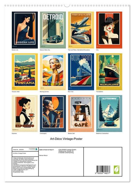Produktbild: Art-D&eacute;co Vintage-Poster (hochwertiger Premium Wandkalender 2026 DIN A2 hoch), Kunstdruck in Hochglanz