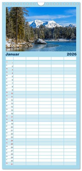 Produktbild: Familienplaner 2026 - Unterwegs im Bergsteigerdorf Ramsau mit 5 Spalten (Wandkalender, 21 x 45 cm) CALVENDO
