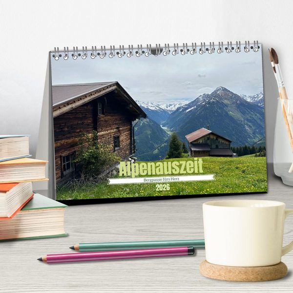 Produktbild: Alpenauszeit - Bergpause f&uuml;rs Herz (Tischkalender 2026 DIN A5 quer), CALVENDO Monatskalender
