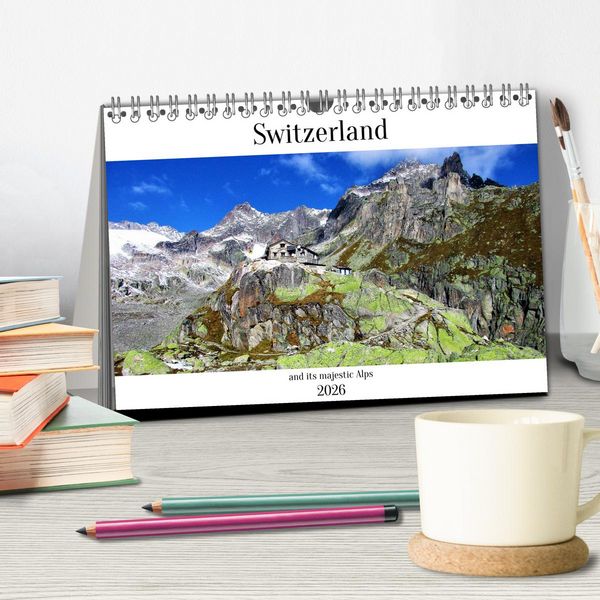 Produktbild: Switzerland and its majestic Alps (Desk Calendar 2026 DIN A5 landscape), CALVENDO 12 Month DeskCalendar